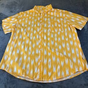 Edgar + Ash Button Up Shirt Short Sleeve Patterned Casual Yellow Men Extra Large